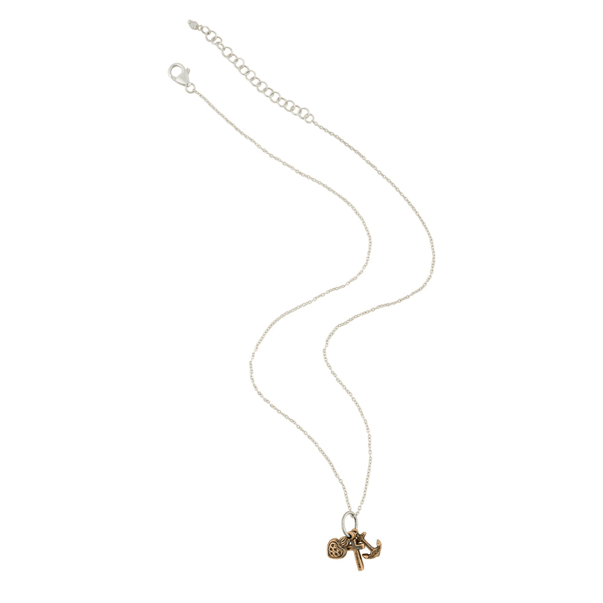 Lucky Charm Trio Necklace - Faithfully Lucky in Bronze & Silver