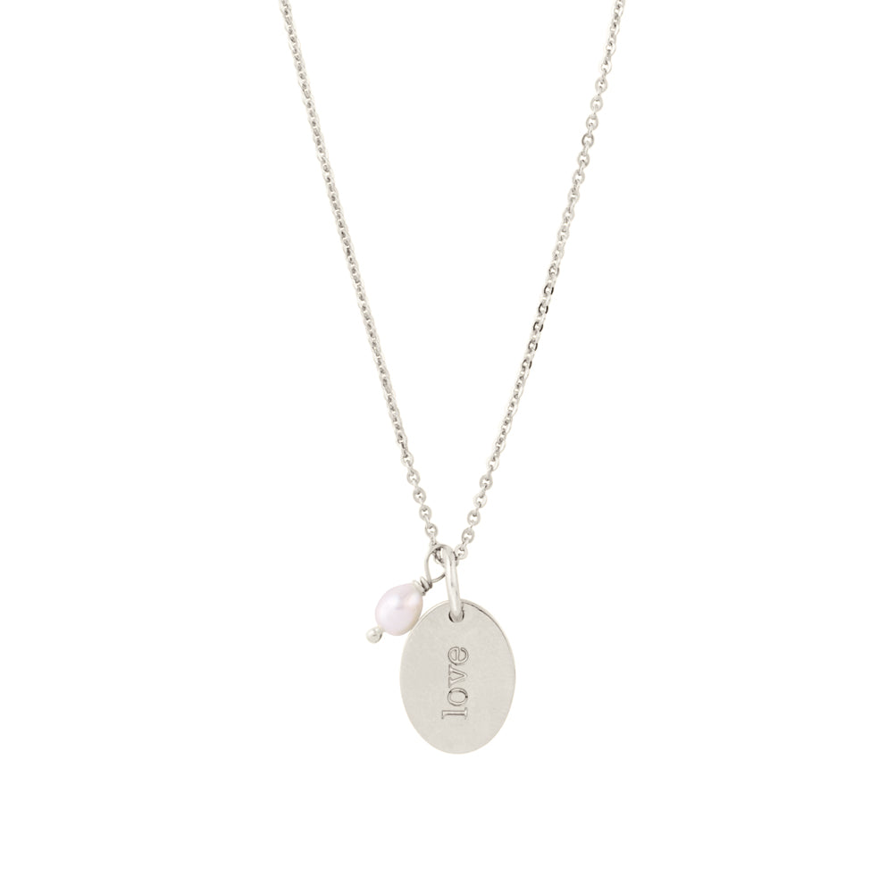 Love & Pearl Necklace in Silver - FINAL SALE