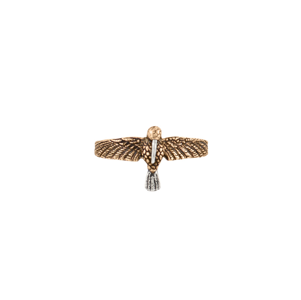 Hummingbird Ring in Bronze & Silver