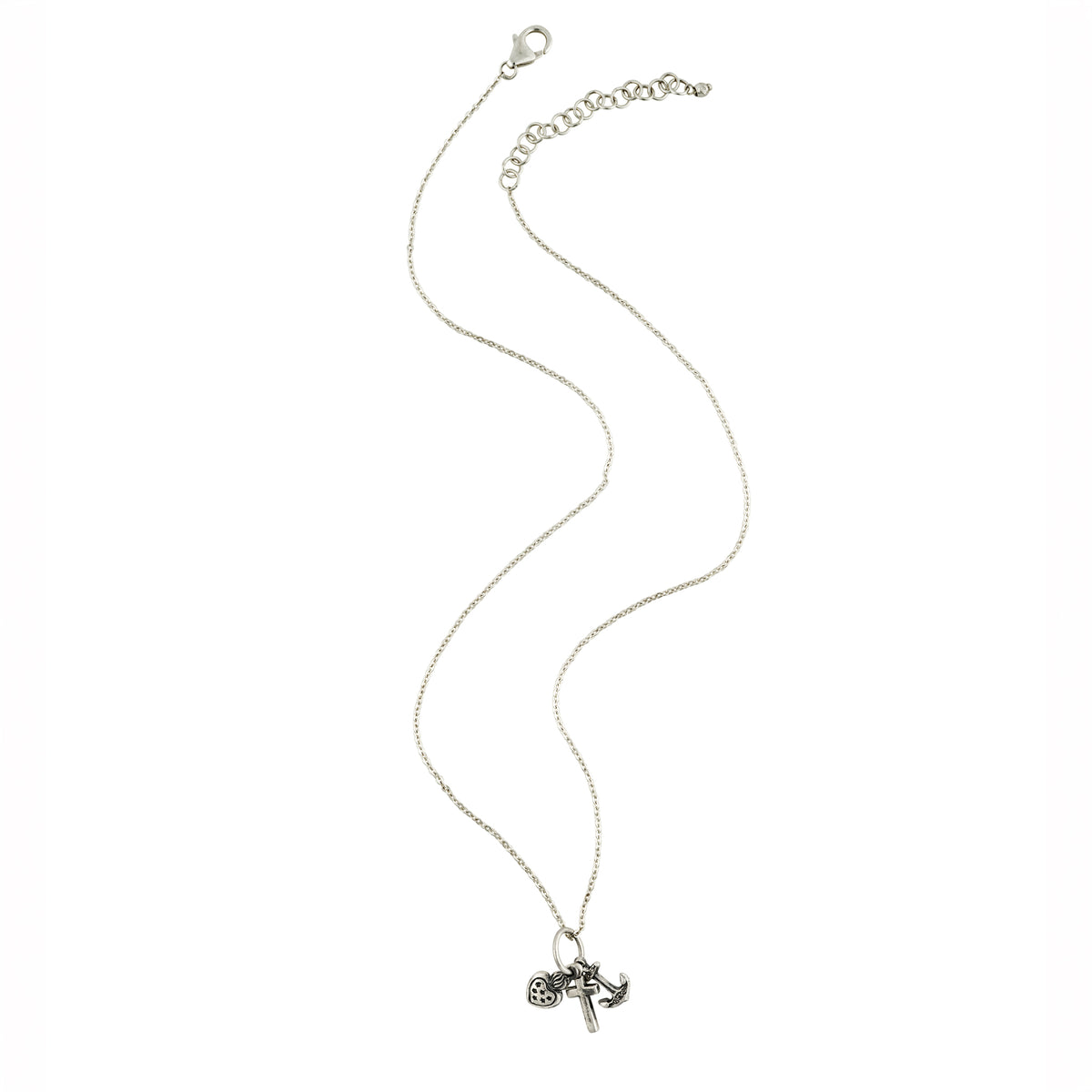 Lucky Charm Trio Necklace - Faithfully Lucky in Silver