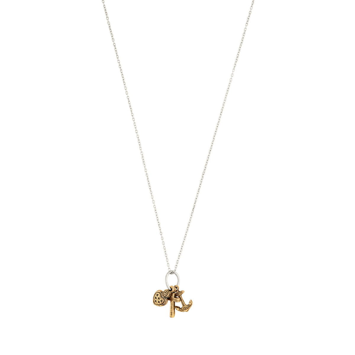 Lucky Charm Trio Necklace - Faithfully Lucky in Bronze & Silver