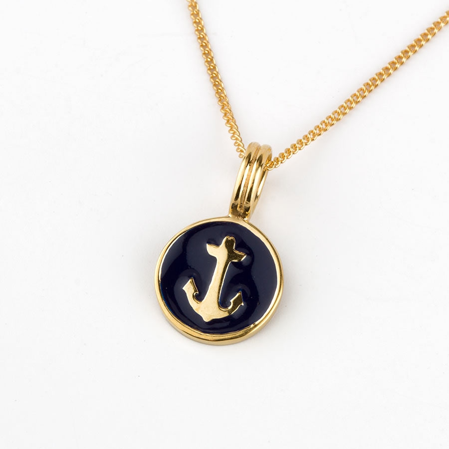 Anchor Badge Necklace - Gold & Navy | FINAL SALE