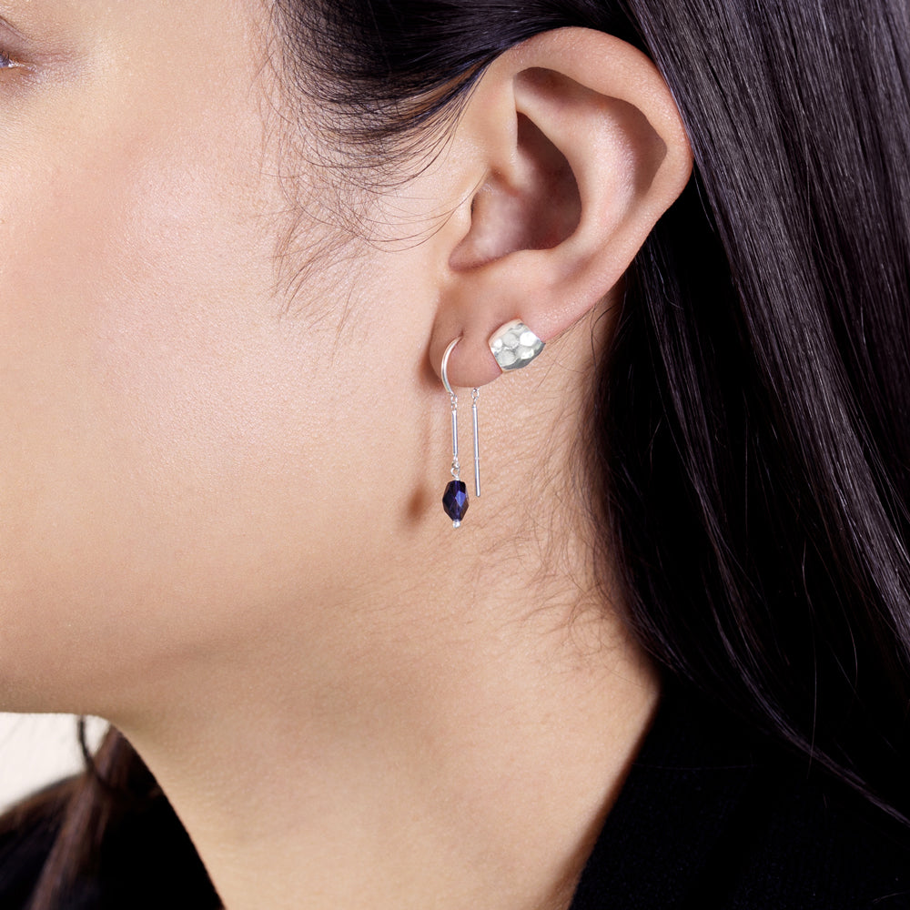 Hammered Huggies Earrings in Silver | Available to Ship September 10, 2026