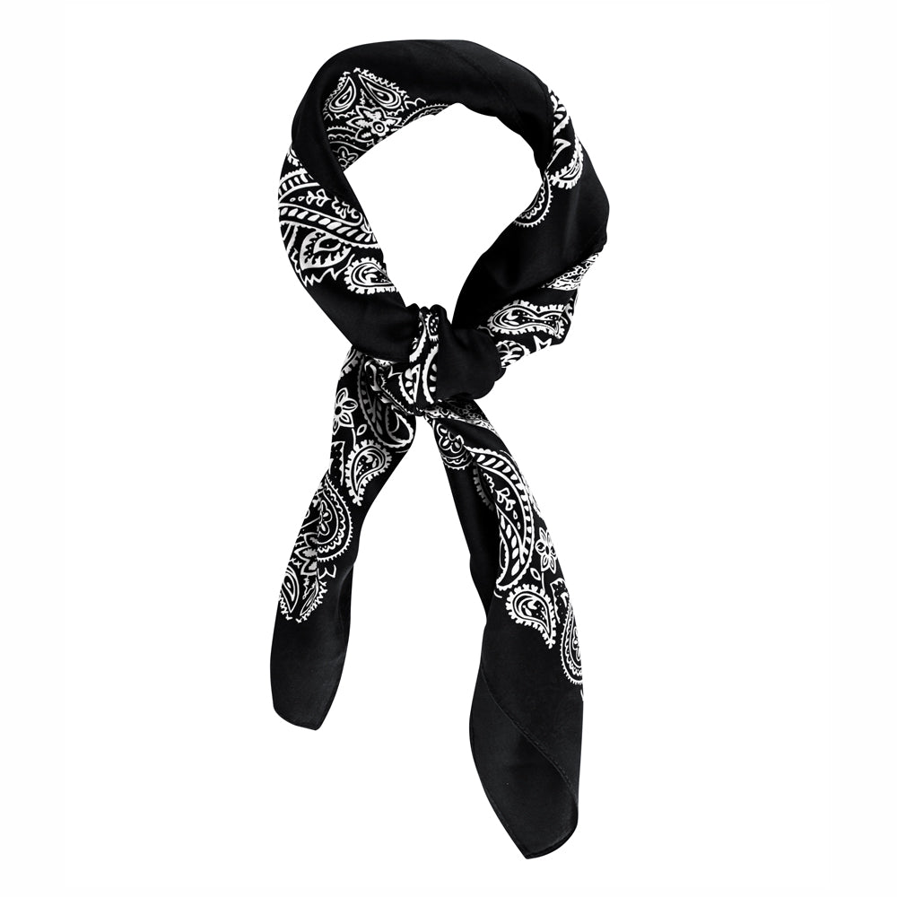 Silk Paisley Bandana in Black