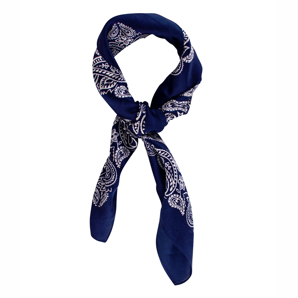Silk Paisley Bandana in Navy