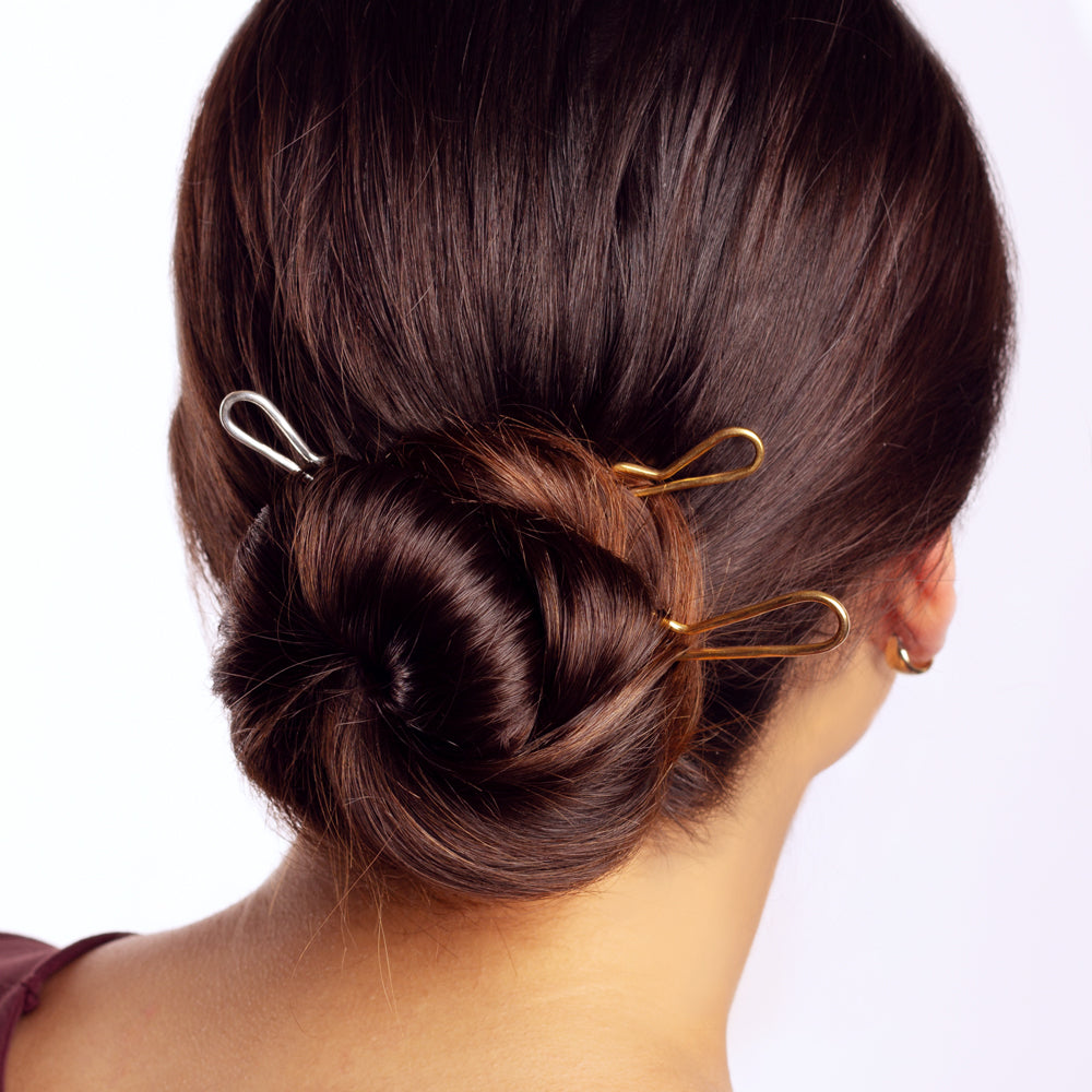Hammered Bobby Hair Pin in Bronze - Large