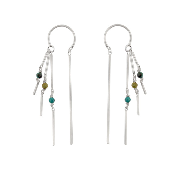 Stone Fringe Dancer Threaders - Silver/Turquoise  | Available to Ship June 3, 2024