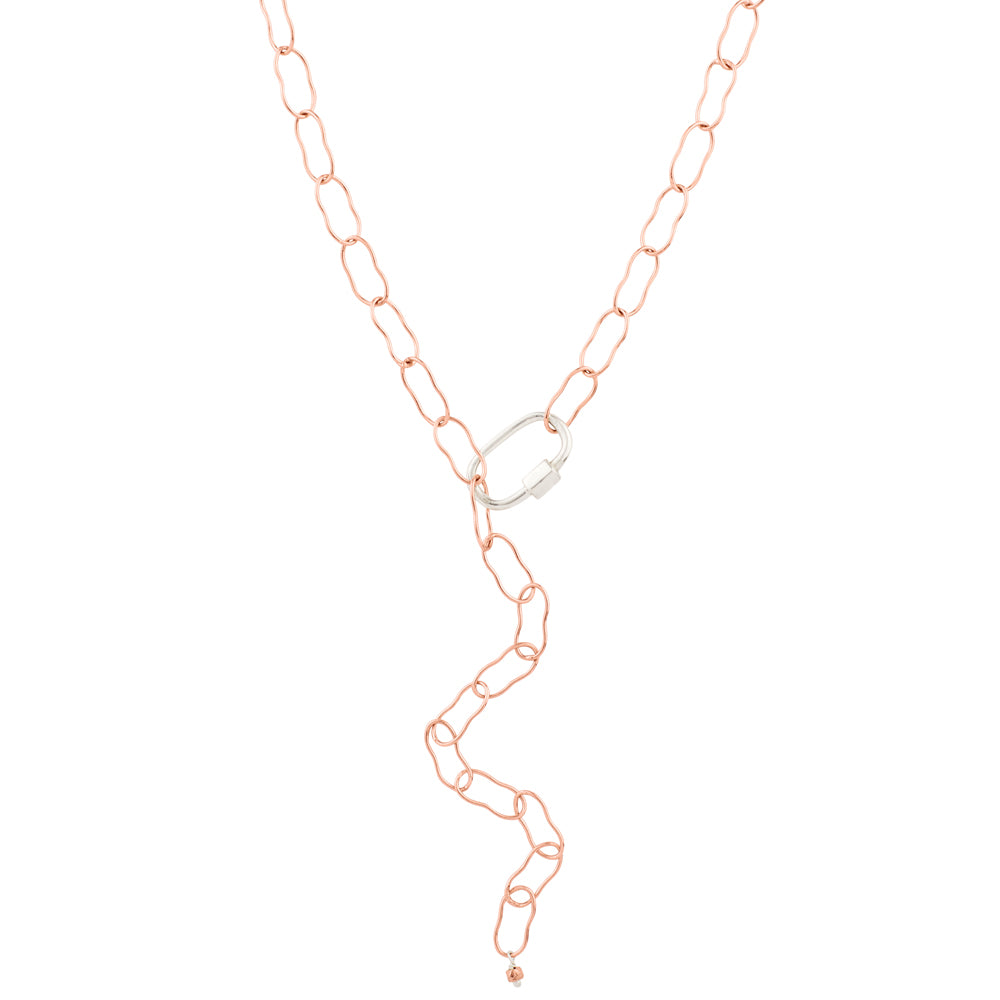 Carabiner Necklace - Rose Gold Plated Chain & Silver Carabiner -FINAL SALE