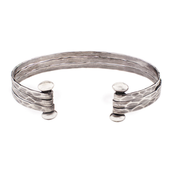 Stacked Strands Cuff - Silver - 3 Strands