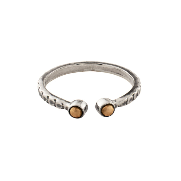 Bronze Bead Souffle Ring - 2 Beads with Dots
