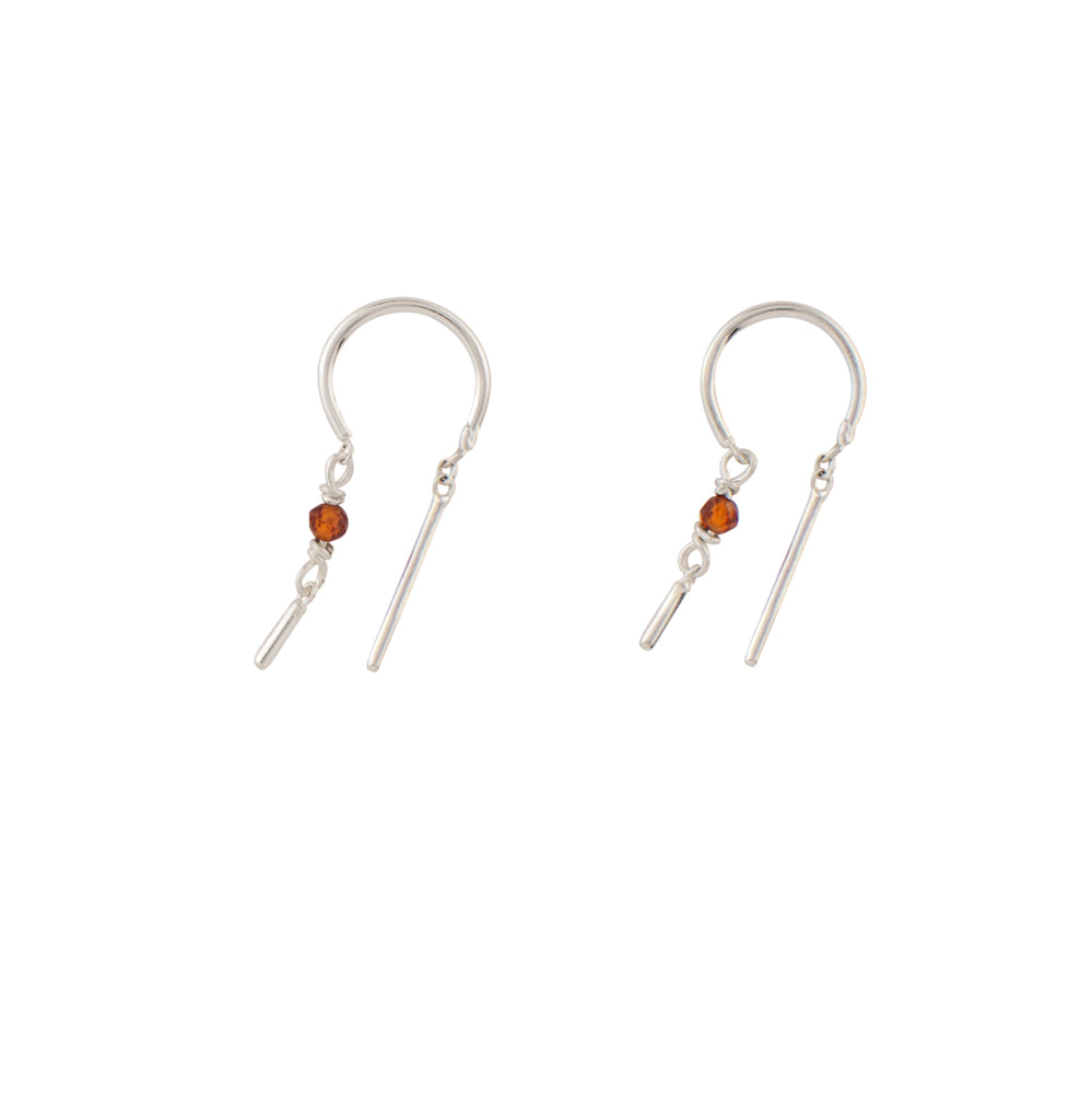 Stony Tiny Dancer Threaders in Hessonite & Silver - 3/4" L