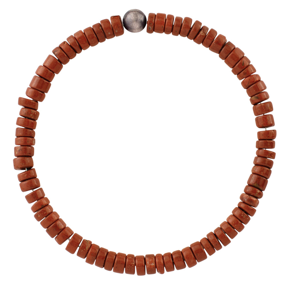 Stone & Sterling Stretch Bracelet in Red Jasper- Unisex Sizing