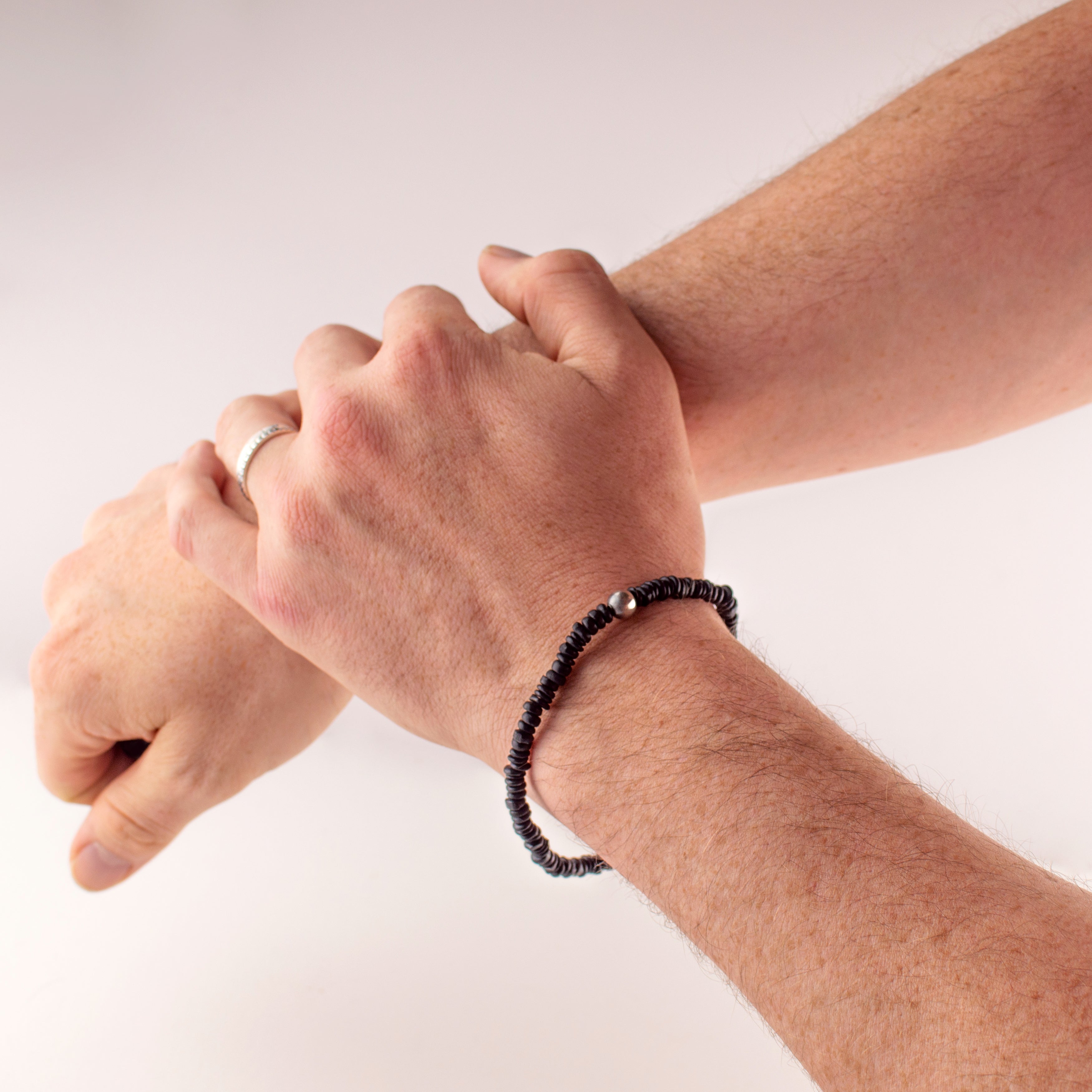 Stone & Sterling Stretch Bracelet in Shungite- Unisex Sizing