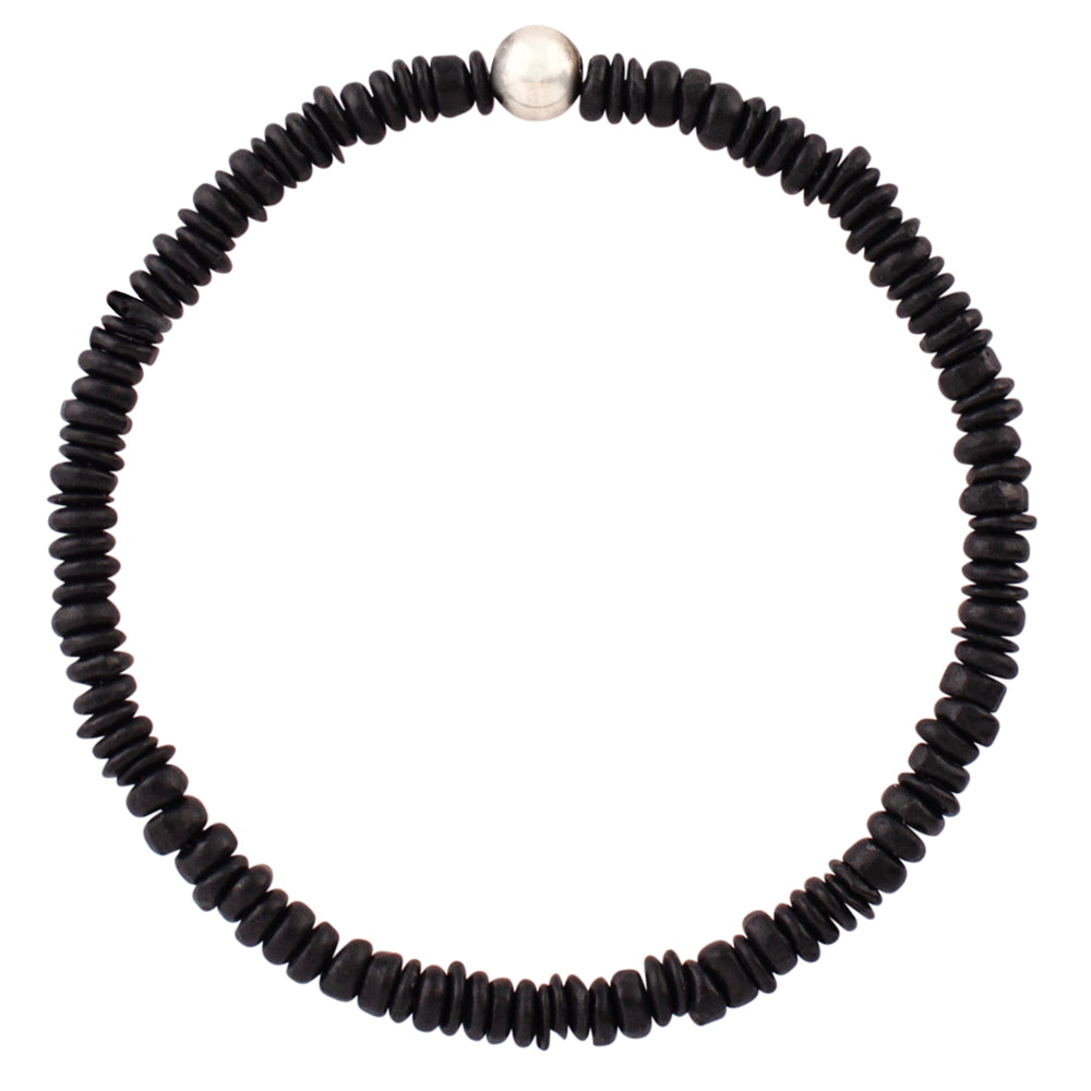 Stone & Sterling Stretch Bracelet in Shungite- Unisex Sizing