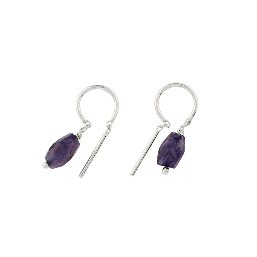 Oblong Stony Dancer Threaders in Iolite & Silver - 3/4" L | Available to Ship October 24, 2025