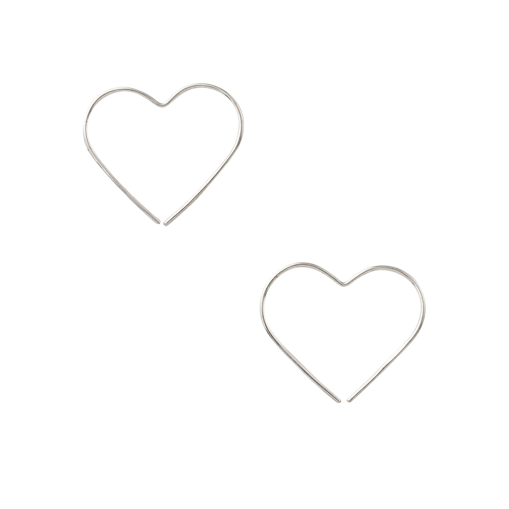 Heart Threader Hoop in Silver - 1" - FINAL SALE