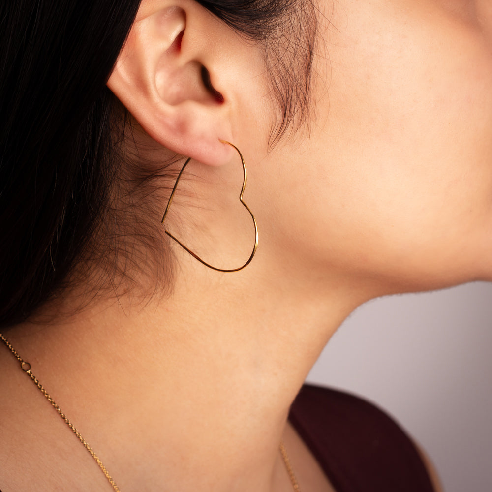 Heart Threader Hoop in Gold - 1 1/2" - FINAL SALE