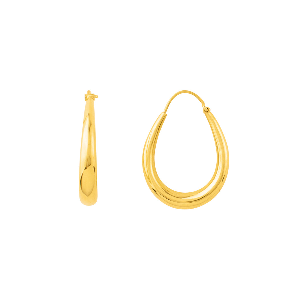Puffy Oblong Hoops in Gold