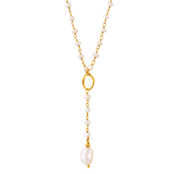 In My Orbit Necklace in Pearl & Gold