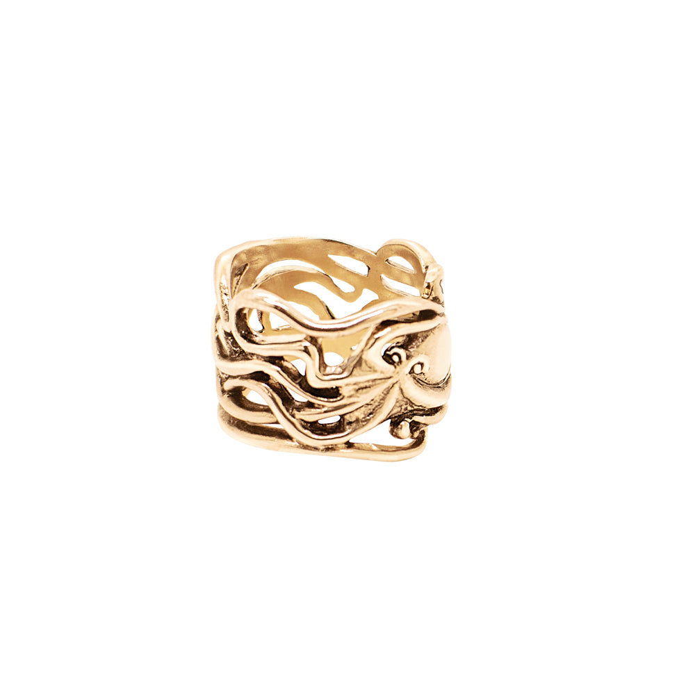 Band of Octopus Ring in Bronze