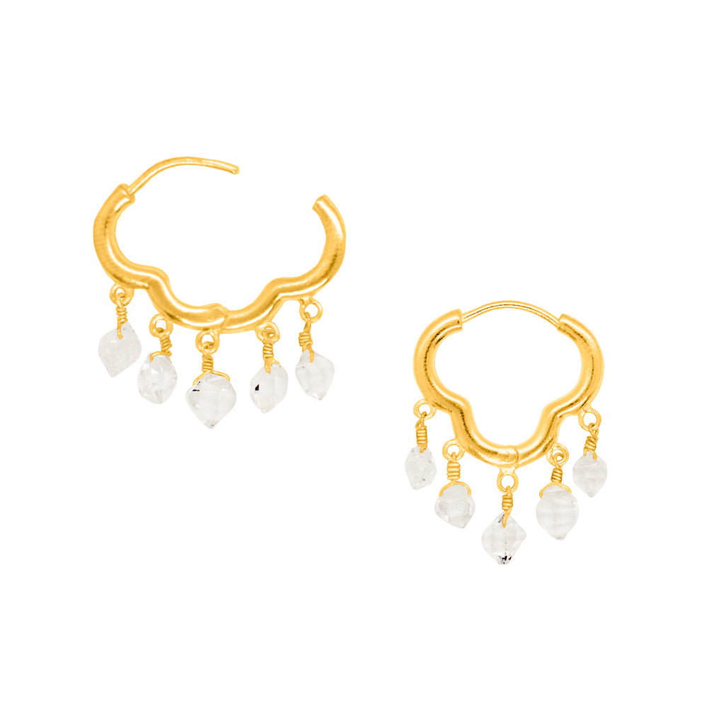 Dripping Clicker Hoops in Herkimer & Gold