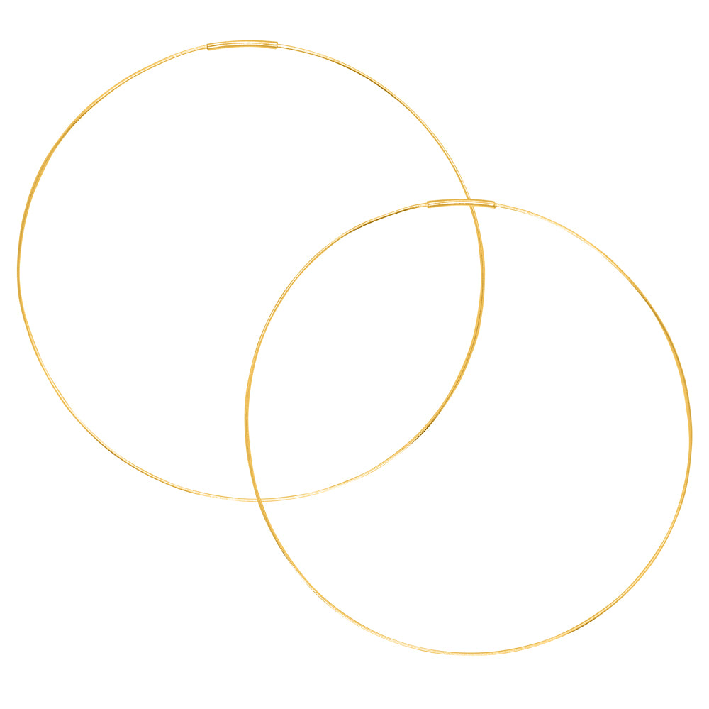 Wafer Wire Endless Hoops in Gold - 3"