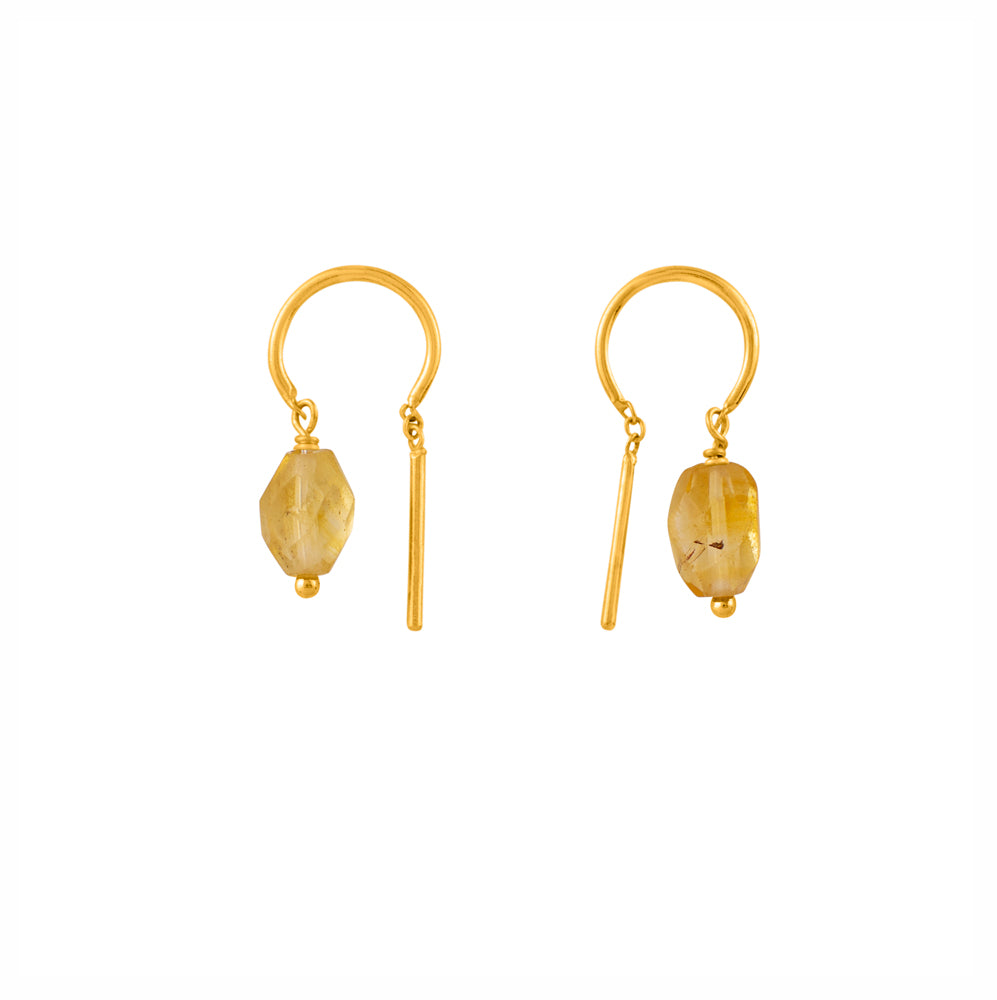Oblong Stony Dancer Threaders in Citrine & Gold - 3/4" L - FINAL SALE