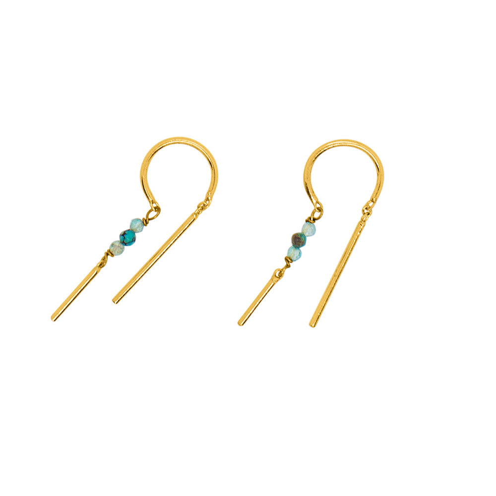 Stony Tiny Dancer Threaders in Turquoise/Apatite & Gold - 1" | Available to Ship January 15, 2026