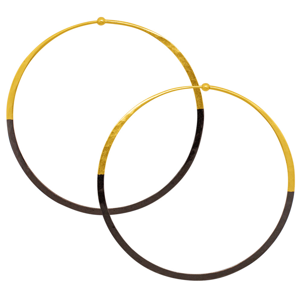 Rhodium Dipped Hammered Hoops in Gold - 3" - FINAL SALE