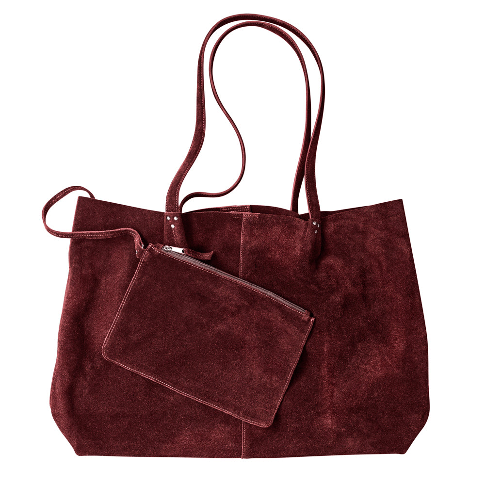 Super Slouch Tote in Pinot Suede