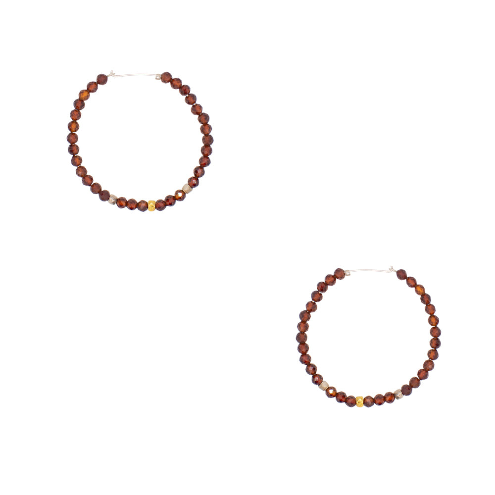 She's Got Stones Sleeper Hoops in Garnet - 1"
