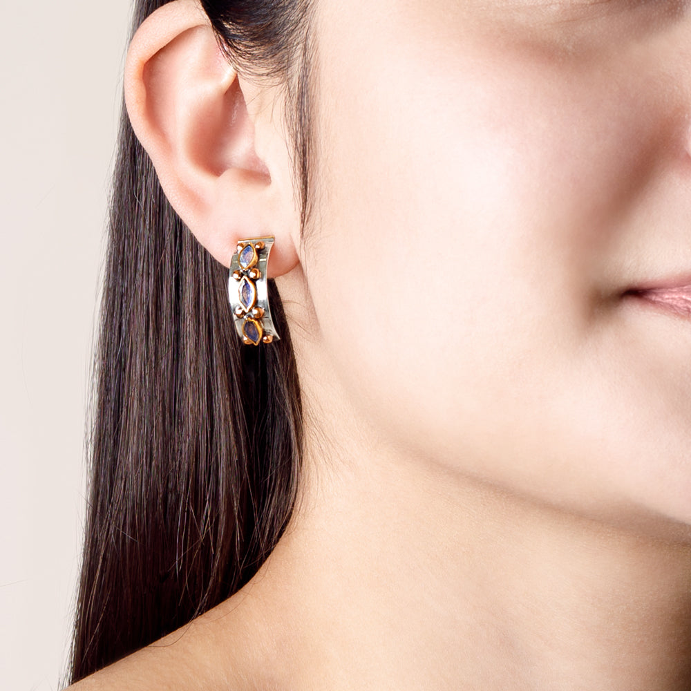 Moonstone Crescent Post Hoops