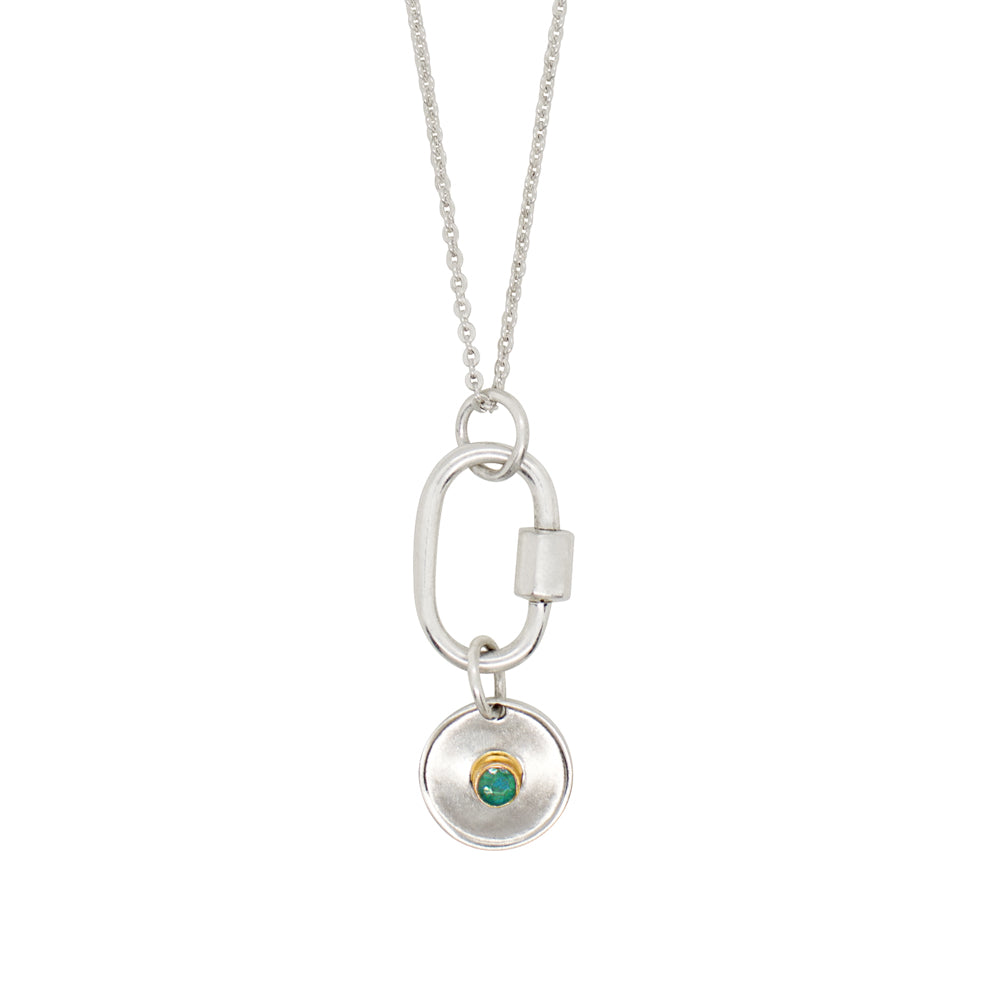 May Birthstone Carabiner Necklace - Emerald
