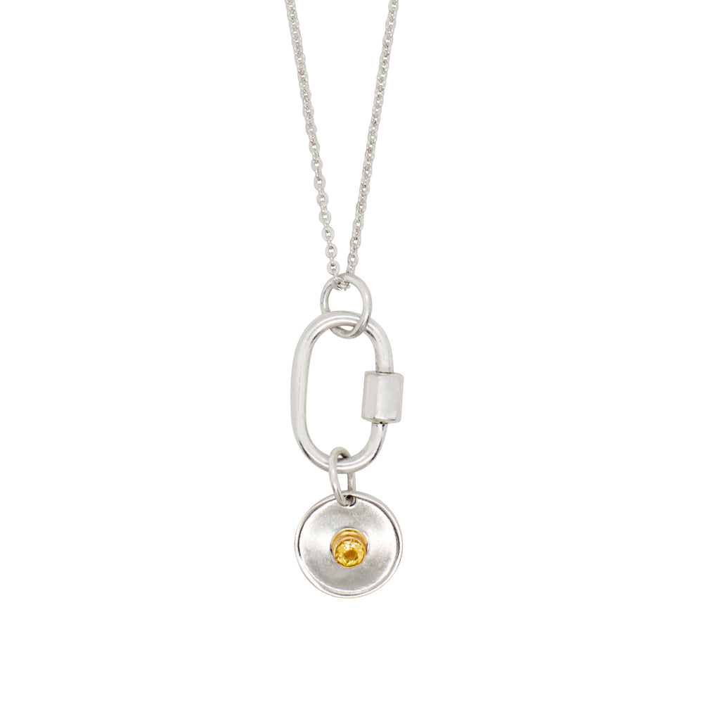 November Birthstone Carabiner Necklace - Citrine