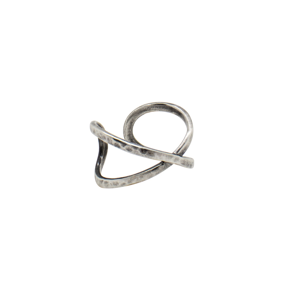 Infinity "X" Ring in Antiqued Silver