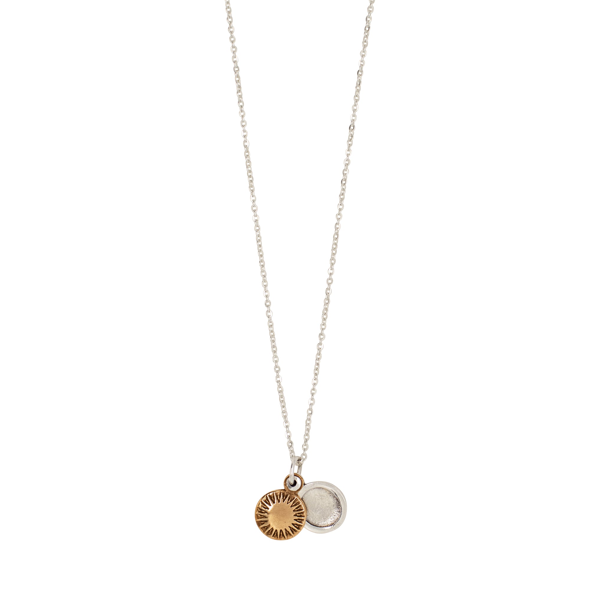 My Moon & Stars Sliding Locket Necklace in Silver & Bronze - Small | Available to Ship June 26, 2026