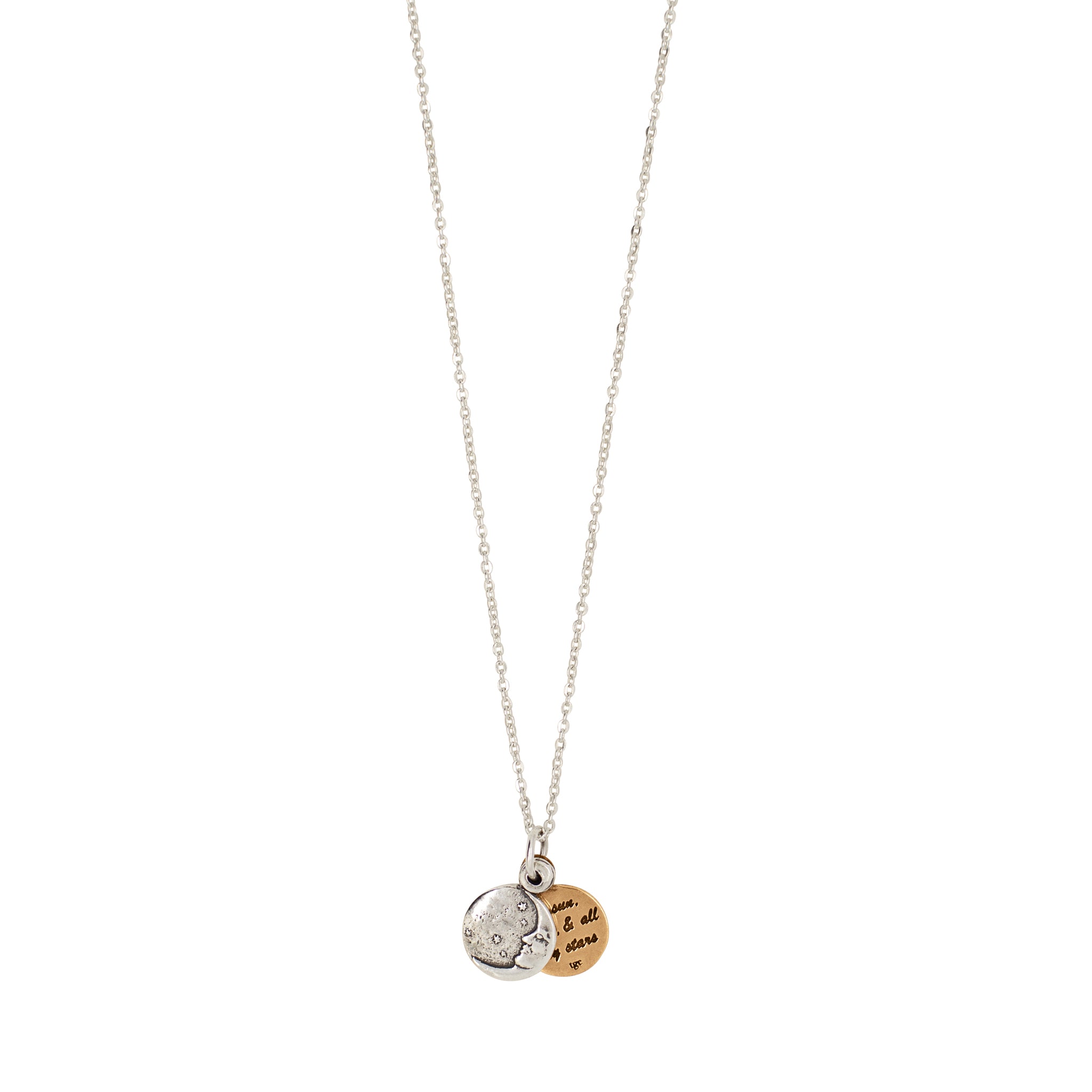 My Moon & Stars Sliding Locket Necklace in Silver & Bronze - Small | Available to Ship June 26, 2026