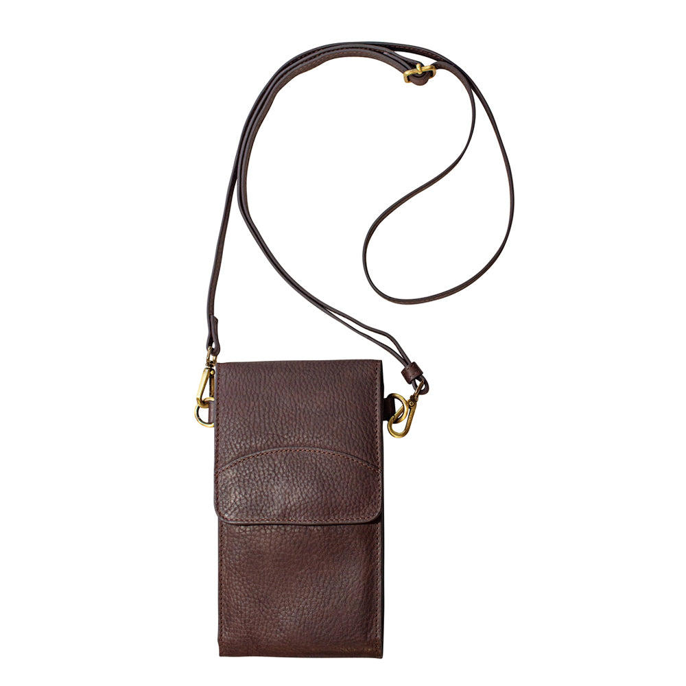 On the Move Leather Phone Bag in Brown