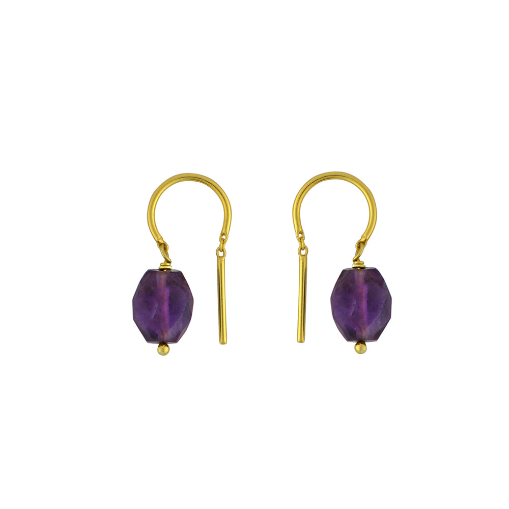 Oblong Stony Dancer Threaders in Amethyst & Gold - 3/4" L