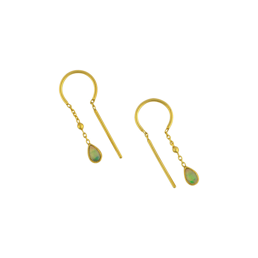 Bezeled Stone Dancer Threaders in Opal & Gold - Bottom Stone
