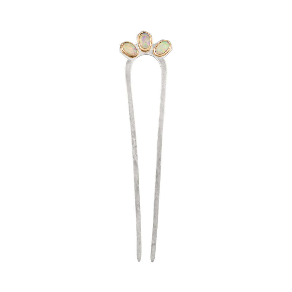Empire Hair Pin in Opal & Silver - Large