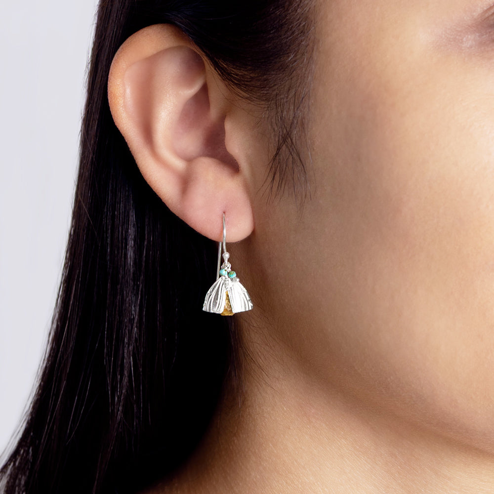 Vivvi Bug Earrings in Citrine & Turquoise