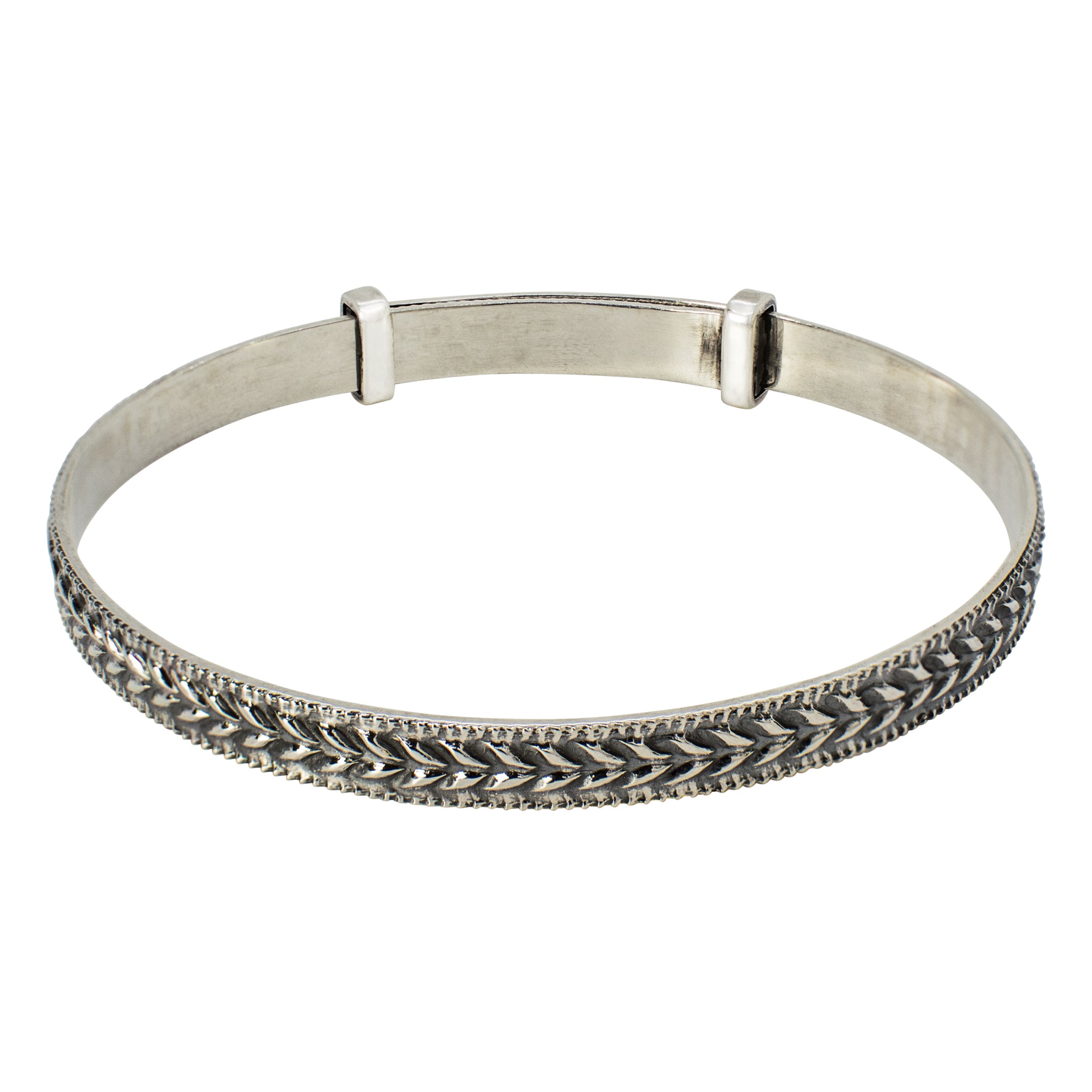 Cinching Belt Bangle in Antiqued Silver - Braided Pattern