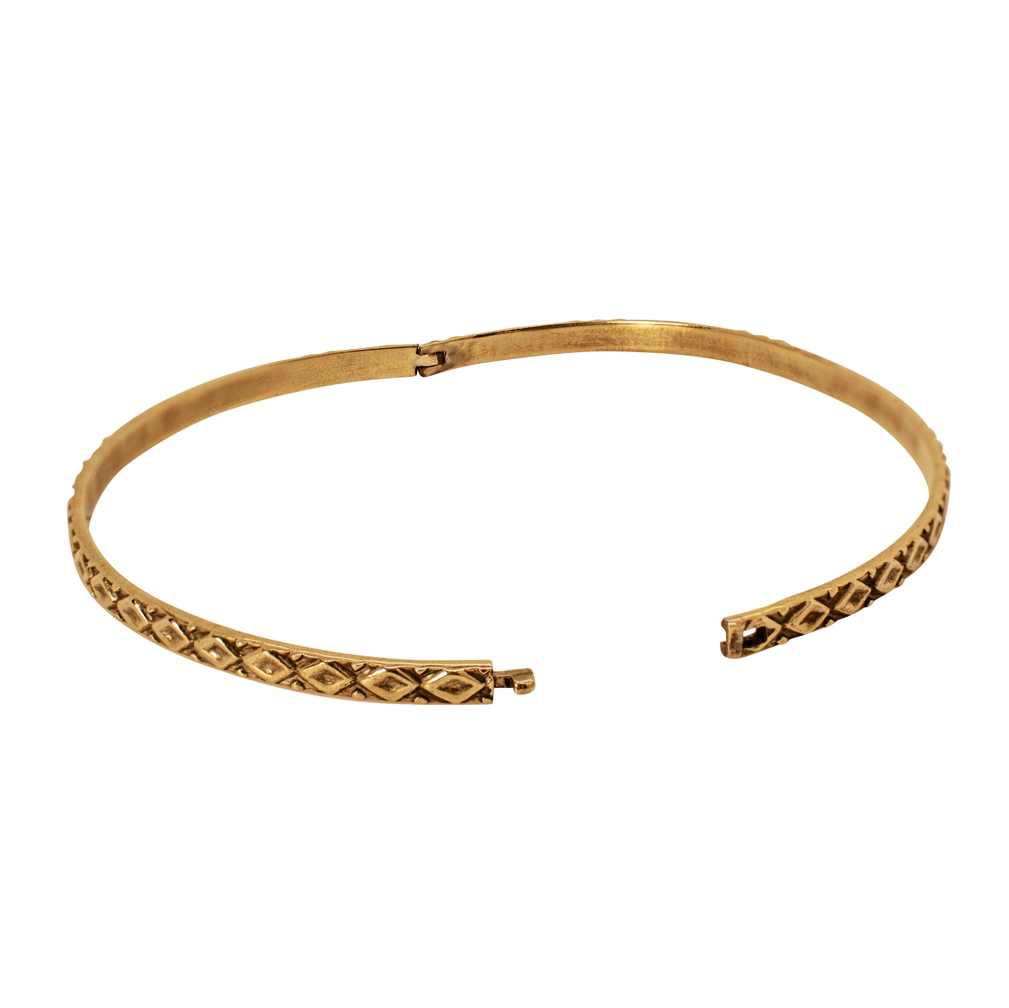 Unhinged Bangle in Antiqued Bronze - Square Pattern