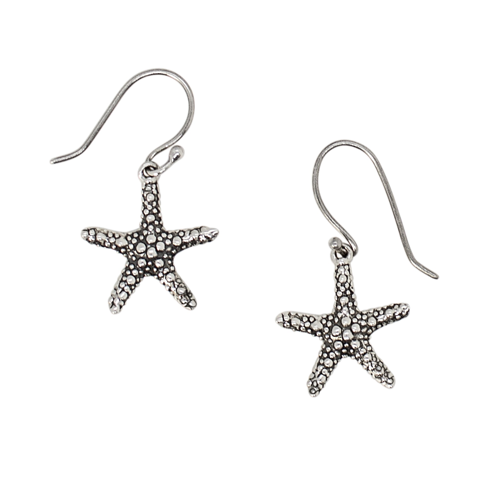 Starfish Earrings in Antiqued Silver