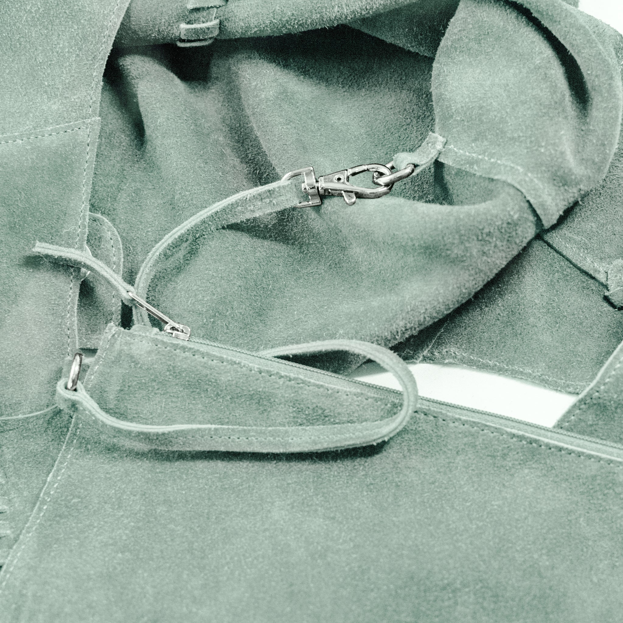 Soft Satchel Bag in Sea Glass Green Suede