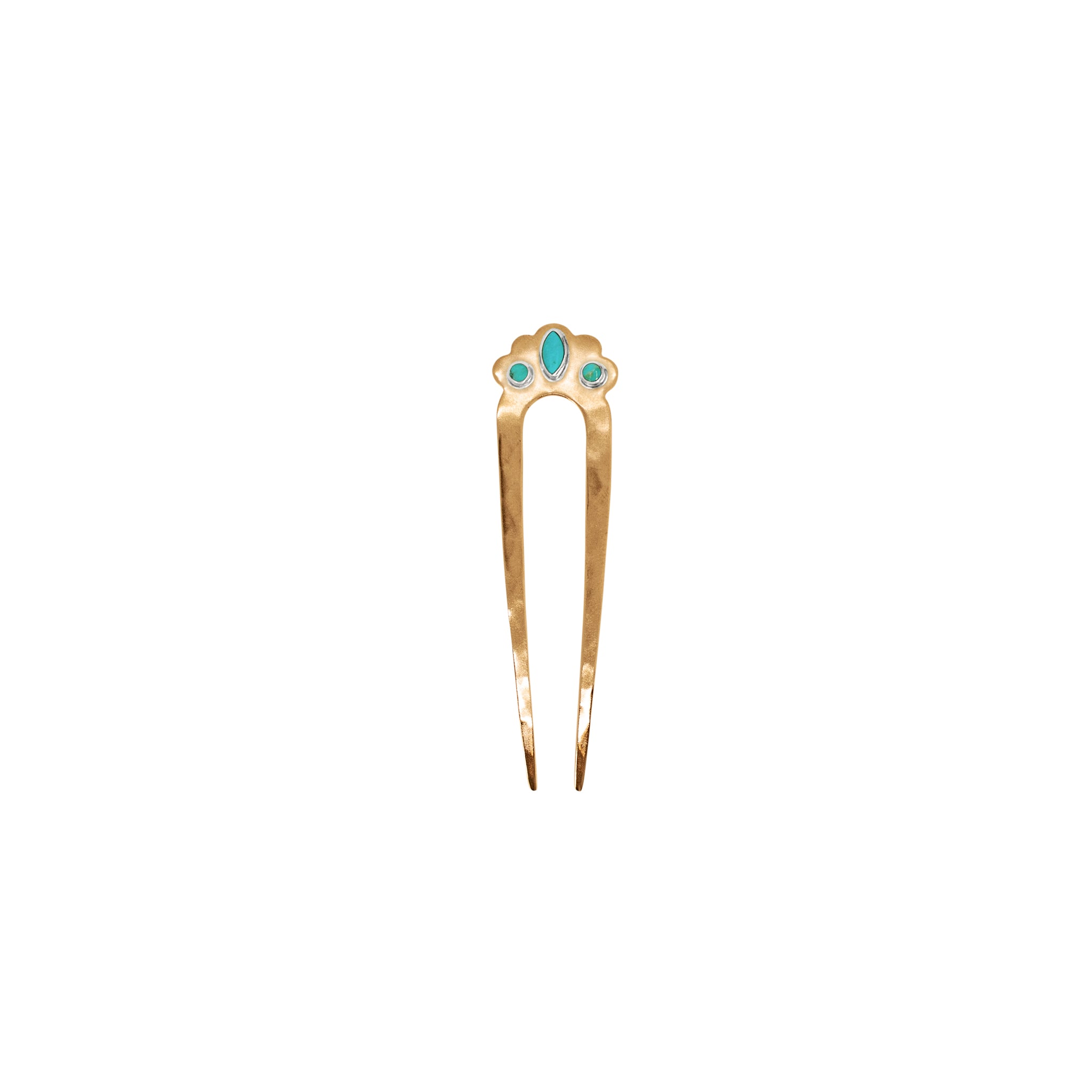 Cut Stone Fado Hair Pin in Turquoise & Silver - Small
