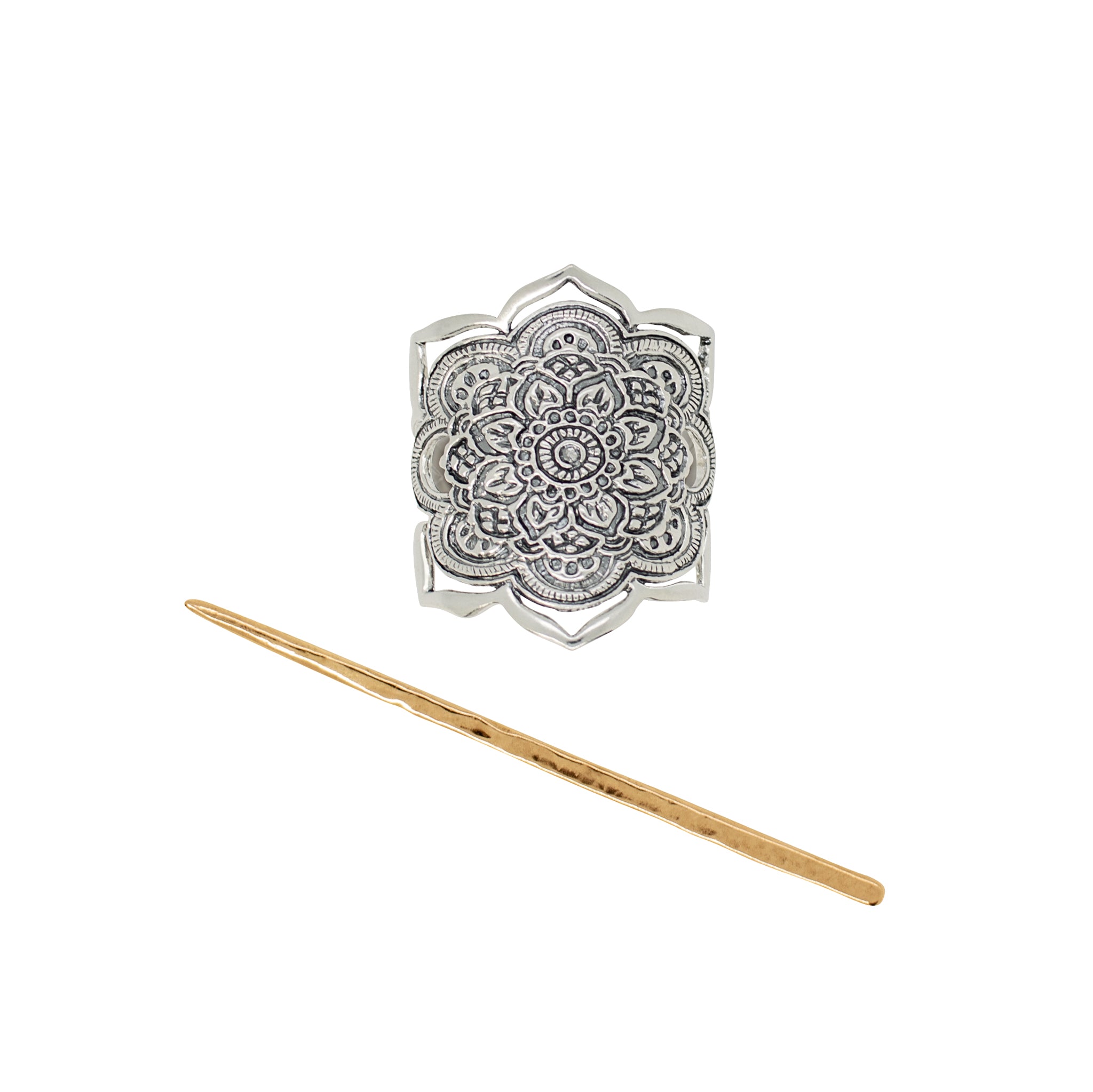 Mandala Pony Cover in Antiqued Silver & Bronze