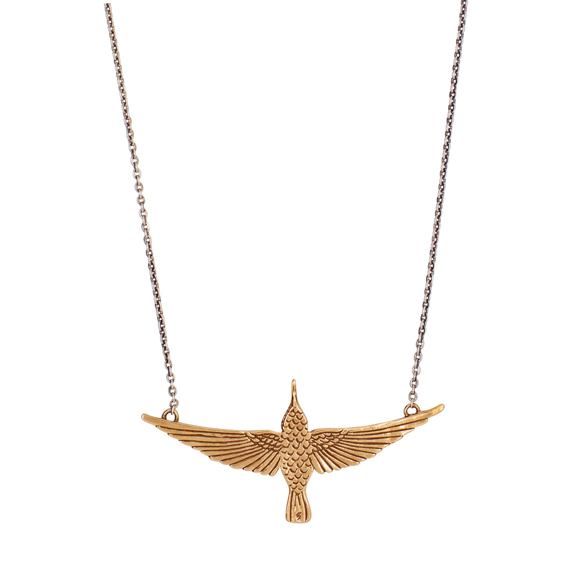 Lucky Hummingbird Necklace in Bronze