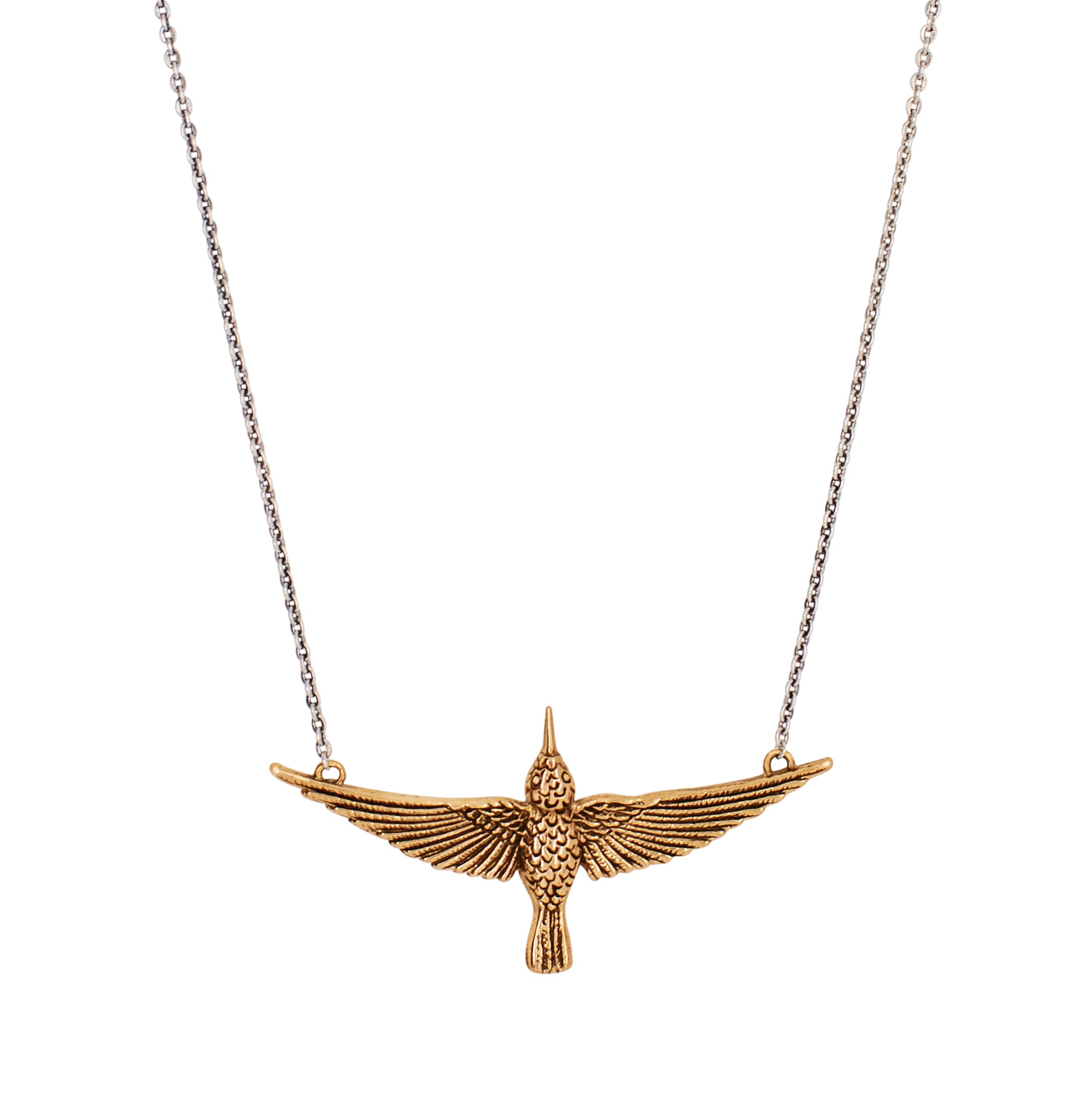 Lucky Hummingbird Necklace in Bronze